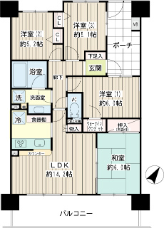 川崎市川崎区の賃貸マンション　アイランドブリーズ　９０６　間取