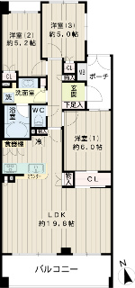 川崎市麻生区の賃貸マンション　ノブレス新百合ヶ丘フォレストハウス　８１２号室　間取
