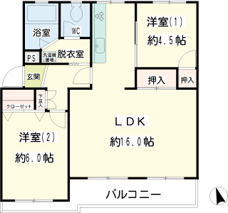 横浜市旭区の賃貸マンション　市公社市沢団地３号棟　間取りです