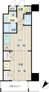 横浜市港北区の賃貸マンション　スパシエ・エル新横浜　９０２号室　間取