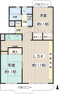 横浜市鶴見区の賃貸マンション　第二ビクトリアハイツ東寺尾ロイヤル　間取りです