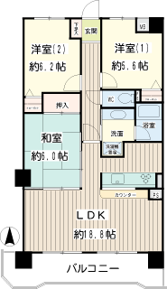 神奈川県大和市の賃貸マンション　エスペランサ大和桜森　間取りです　