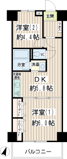 横浜市神奈川区の賃貸マンション　エクレール横浜新子安　間取りです