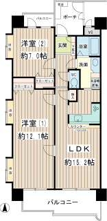 東京都江東区の賃貸マンション　木場公園サニーコート　６０２号室　間取