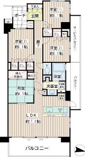 川崎市幸区の分譲賃貸マンション　川崎多摩川ファインフィールズ　間取りです