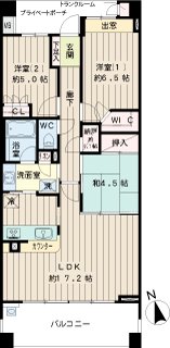 東急東横線　大倉山駅の分譲賃貸マンション　プラウド大倉山　間取りです