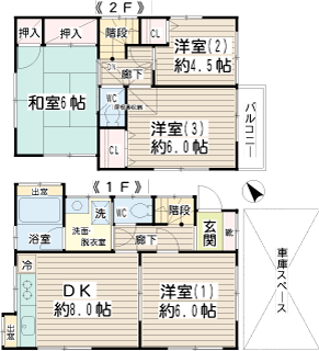 川崎市幸区の貸戸建　中幸町２丁目戸建　間取りです