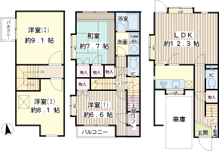 横浜市鶴見区の貸テラスハウス　東寺尾中台テラスハウス　間取りです