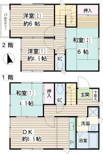 川崎市川崎区の貸戸建　境町戸建　間取りです