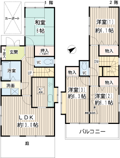 横浜市鶴見区の貸戸建　市場下町貸戸建　間取りです