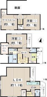 横浜市神奈川区の貸戸建　六角橋四丁目戸建　　間取り