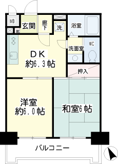 横浜市神奈川区の賃貸マンション　駒形エクセルⅡ　の間取りです