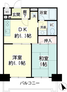 横浜市神奈川区の賃貸マンション　駒形エクセルⅡ　間取