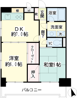 横浜市鶴見区・神奈川区の新婚さん向け賃貸マンション　駒形エクセルⅡ　間取り