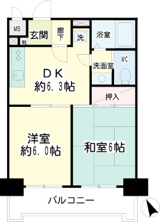 横浜市神奈川区の賃貸マンション　駒形エクセルⅡ３０２号室　間取