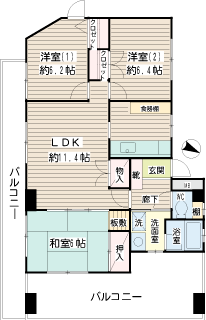 横浜市南区の賃貸マンション　オークプラザ　間取りです