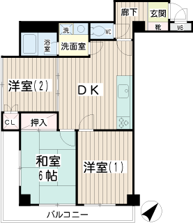 横浜市鶴見区の賃貸マンション　アーバン林　間取りです