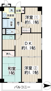 東京都大田区の賃貸マンション　ノーブル蓮沼　９０５号室　間取