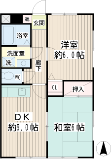 横浜市鶴見区の賃貸物件　メルベーユ北寺尾　間取りです