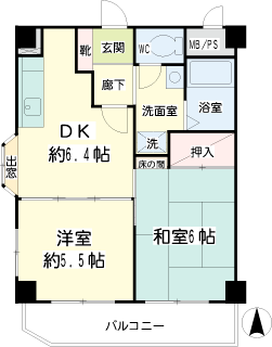 東京都世田谷区の賃貸マンション　クリア上野毛通り　間取りです