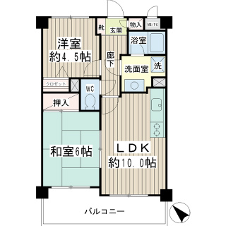 横浜市鶴見区の賃貸マンション　アムール鶴見　２０３号室間取