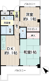 横浜市鶴見区の賃貸マンション　アムール鶴見　間取りです