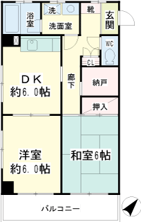 川崎市川崎区の賃貸マンション　エスポワール北辰Ⅰ　間取りです