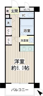 横浜市港北区の賃貸マンション　キクナスプリングス　２０３号室　間取りです