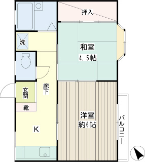 横浜市鶴見区の賃貸マンション　ＫＣＫハイムⅢ　２０３号室　間取