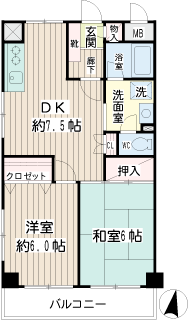 川崎市幸区の賃貸マンション　リバーサイドビレッジ　　間取りです