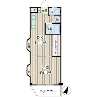 横浜市神奈川区の賃貸マンション　パークサイド宮里　１０１号室　間取