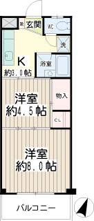 横浜市神奈川区の賃貸マンション　パークサイド宮里　３０１間取り