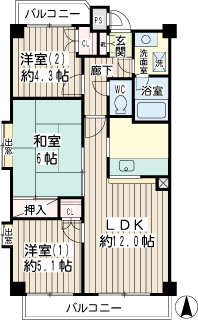 川崎駅西口の賃貸マンション　グレース川崎　間取りです