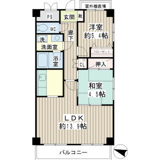 川崎市幸区の賃貸マンション　グランシャリオ２０１号室　間取