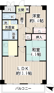 川崎市幸区の賃貸マンション　グランシャリオ　間取りです