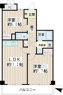 川崎市幸区の賃貸マンション　グランシャリオ　間取りです