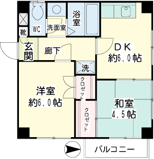 横浜市鶴見区の賃貸マンション　メゾンＩ＆Ｓ　間取りです