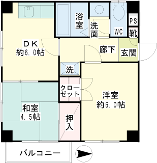 横浜市鶴見区の賃貸マンション　メゾンＩ＆Ｓ　３０５号室　間取りです