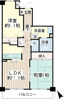 横浜市鶴見区の賃貸マンション　北寺尾大滝マンション　間取りです