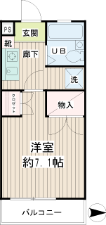 横浜市旭区の賃貸アパート　万騎が原ハイツB棟２０５号室　間取りです 