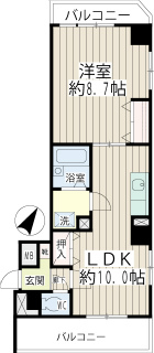 横浜市鶴見区の賃貸マンション　リバーサイド　３０３号室間取