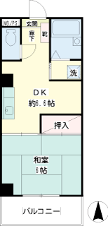 神奈川県大和市の賃貸マンション　ＵＳＫシャンブル　１ＤＫ　316間取り