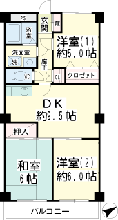 神奈川県海老名市の賃貸マンション　ドミールＴ＆Ｙ　間取りです