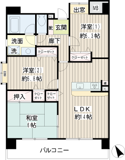 横浜市鶴見区の賃貸マンション　リオベルデ鶴声　間取りです