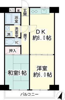 横浜市鶴見区の賃貸マンション　グリーンハイツ平安　間取りです