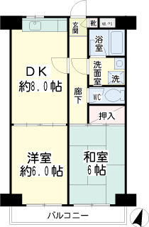 横浜市鶴見区の賃貸マンション グリーンハイツ平安　間取りです　