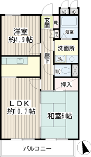 横浜市神奈川区の賃貸マンション　ペイサージュ　間取りです