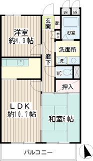 横浜市神奈川区の賃貸マンション　ペイサージュ　302間取りです