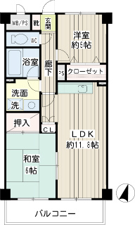 横浜市都筑区の賃貸マンション　ピーアンドエーマンション　２０２号室　間取