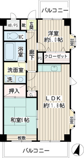 横浜市都筑区の賃貸マンション　ピーアンドエーマンション　３０３号室　間取